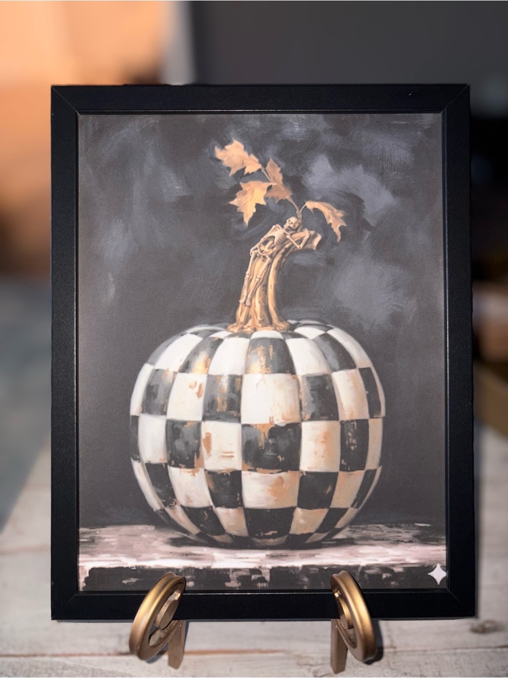 Halloween Iconic Checkered Pumpkin Framed 8x10 Art Print